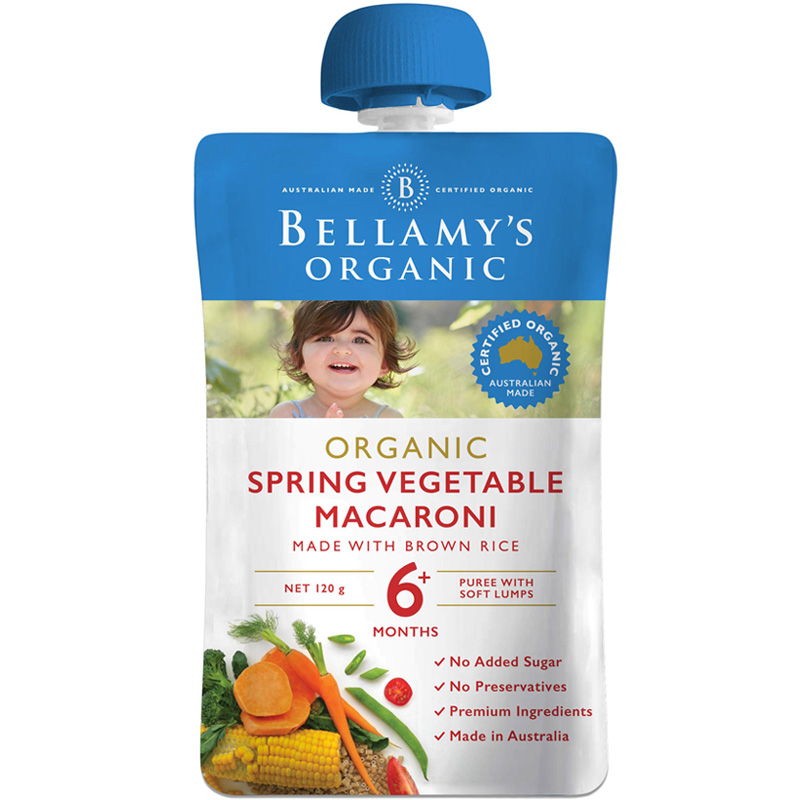 Hỗn hợp ăn dặm rau quả, nui Bellamy's Organic