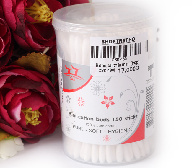 Bông tăm Mini Thái Lan 1 hộp gồm có 150 chiếc