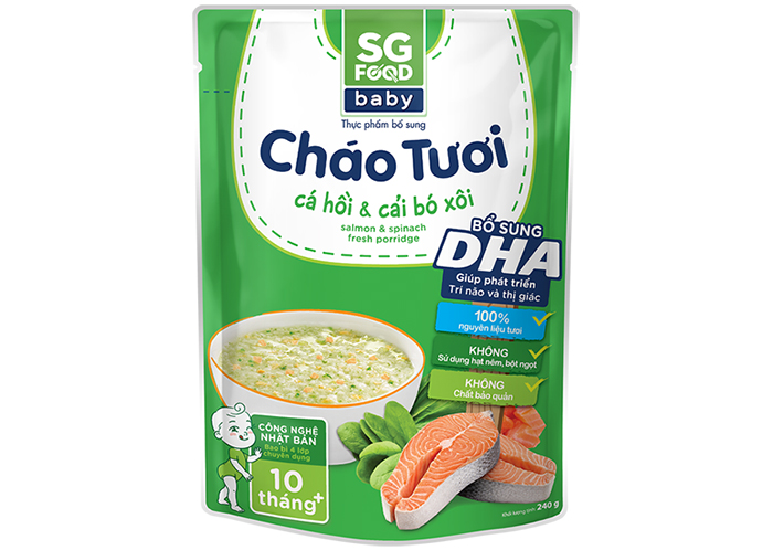 Chao tuoi Baby SG Food - Ca hoi & cai bo xoi 240g