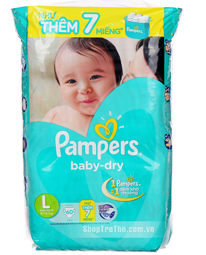 Bỉm dán Pampers L60 dành cho bé từ 9-14kg