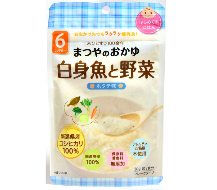 Cháo ăn dặm gạo Koshihikari, thịt trắng và rau (vị sò điệp) Matsuya (6m+)