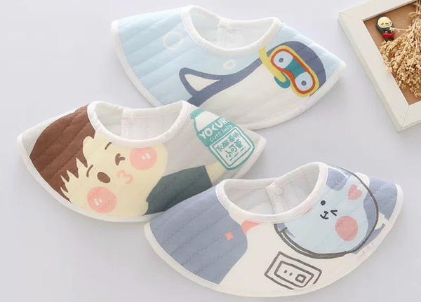 Sét 3 yếm nỉ cổ tròn in hình cho bé (nhiều màu)