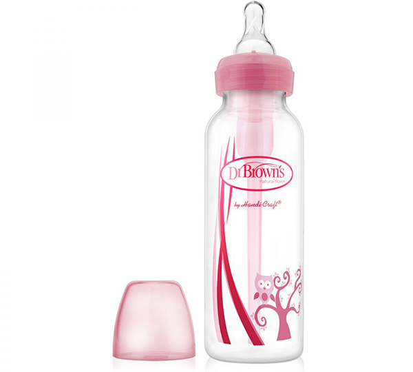 Bình sữa cổ hẹp nhựa PP Dr Brown's Option màu hồng 250ml