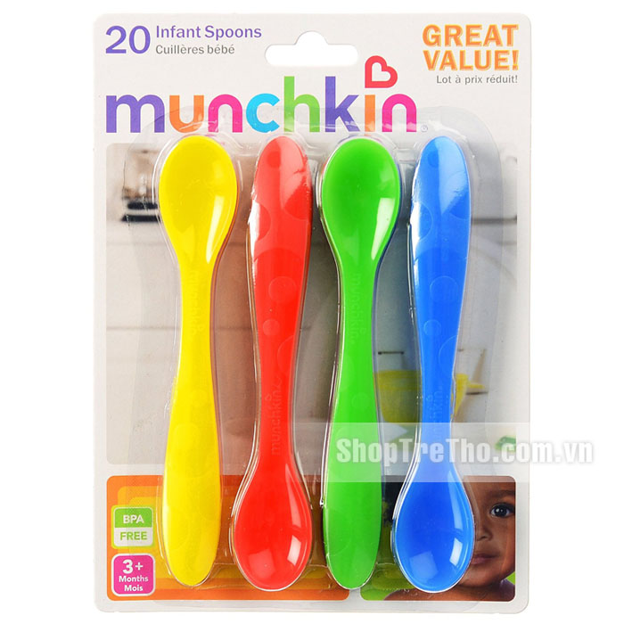Bộ thìa nhựa Munchkin 15661 Reusable Infant Spoons gồm 20 chiếc