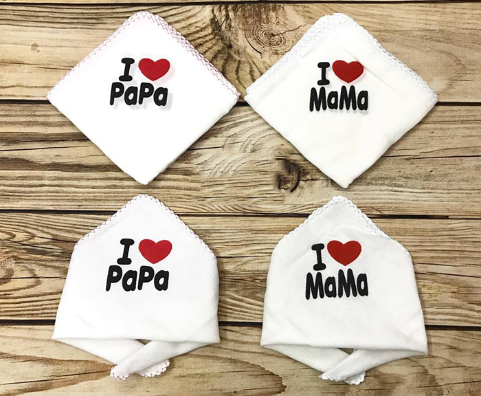 Khăn Sữa 2 Lớp In I Love PaPa MaMa