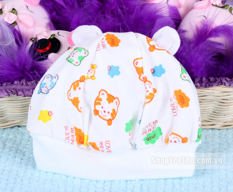 Mũ chụp sơ sinh nỉ nhiều màu