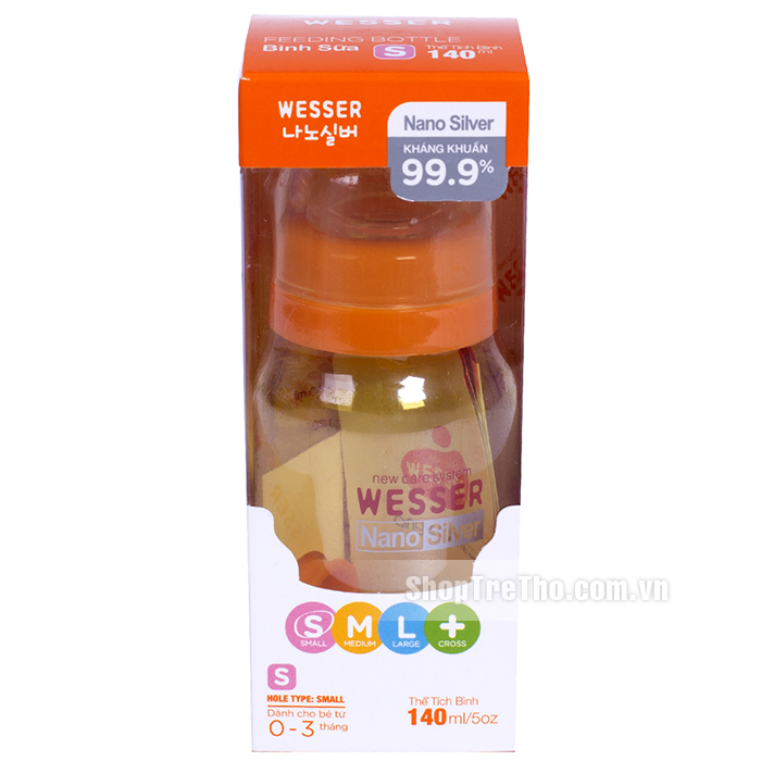 binh sua khang khuan wesser nano silver 140ml co nho 