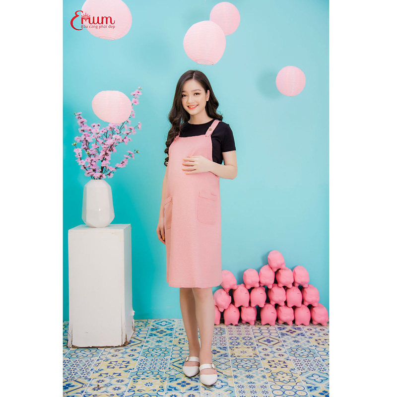 Đầm bầu combo 1 yếm và áo cam đất Emum