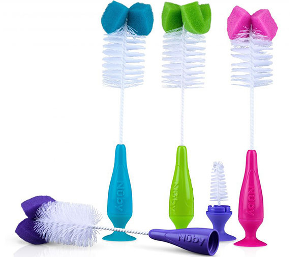 Cây cọ rửa bình sữa Nuby có đế dính 5542