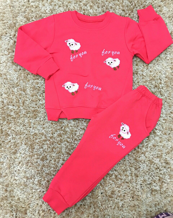 bộ quần áo nỉ thuê hình cừu cho bé gái (1-5T) 