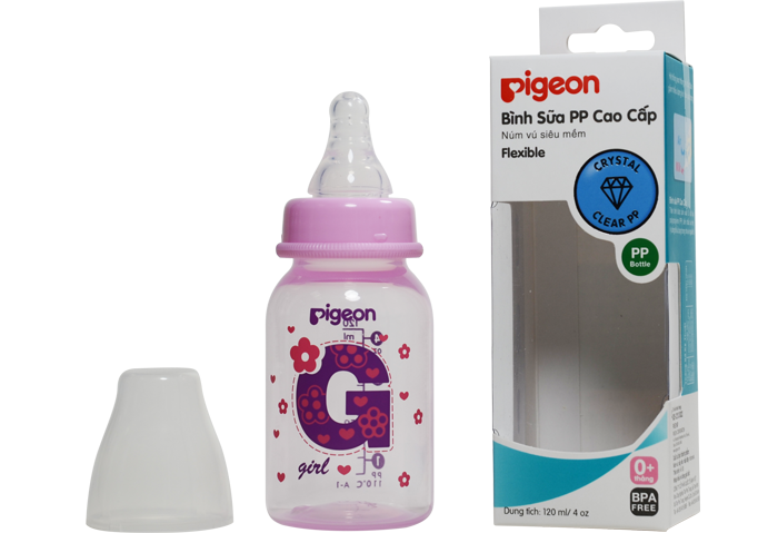 Bình sữa PP cao cấp Pigeon cho bé gái (0M+)