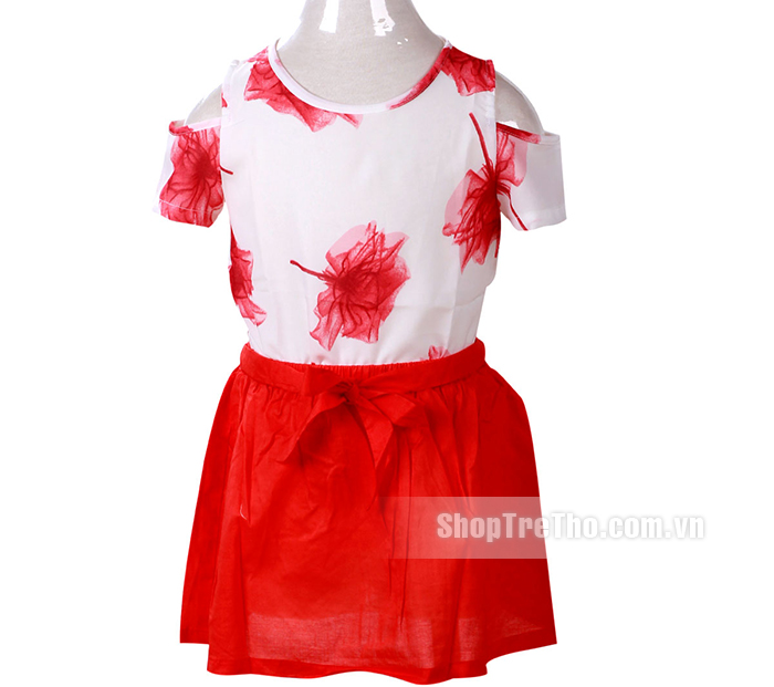 Set áo váy hở vai cho bé gái