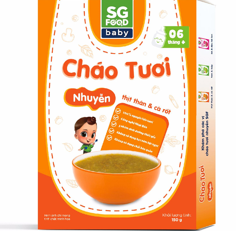 Cháo tươi nhuyễn thịt thăn & cà rốt SG Food