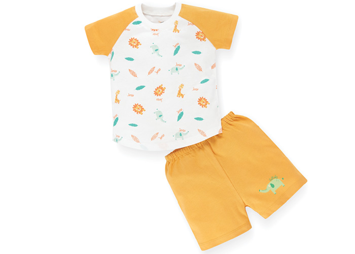 Bộ bé trai cộc tay raglan Lullaby NH626P (trắng in sư tử)