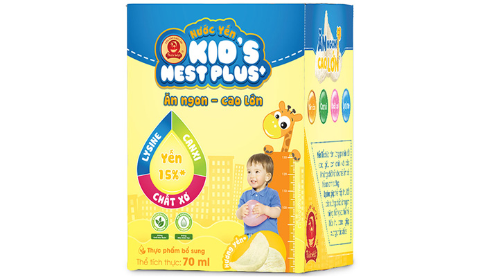 Nuoc yen Kid's Nest Plus+ huong dau (Loc 6 lo)
