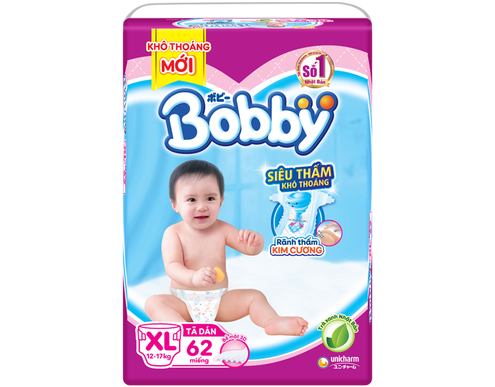 Tã - Bỉm dán Bobby siêu mỏng XL62 (12-17kg)