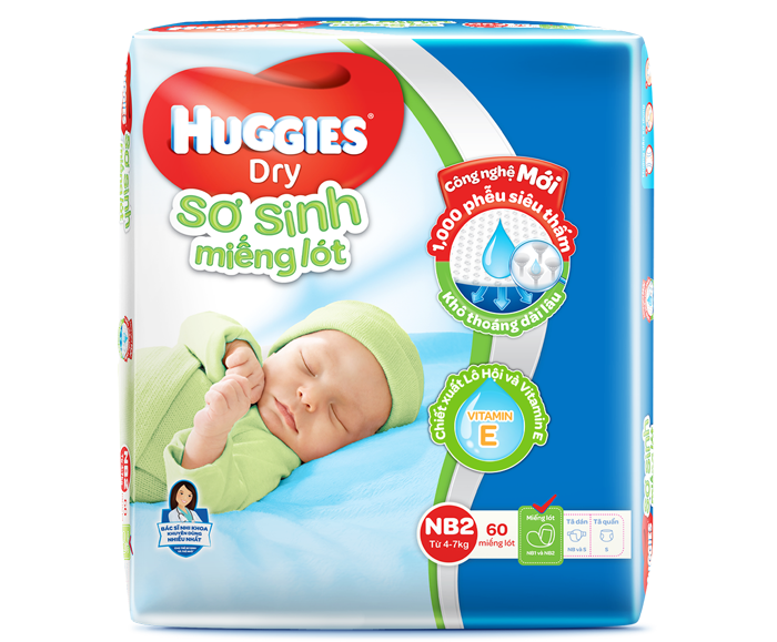 Tã giấy Huggies NB2 (60 miếng)