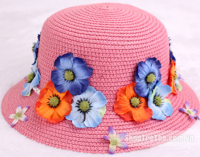 Mũ bé gái handmade Q180 màu hồng