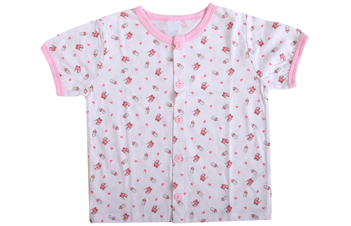 Áo sơ sinh cộc tay Miomio in hình (hồng) 