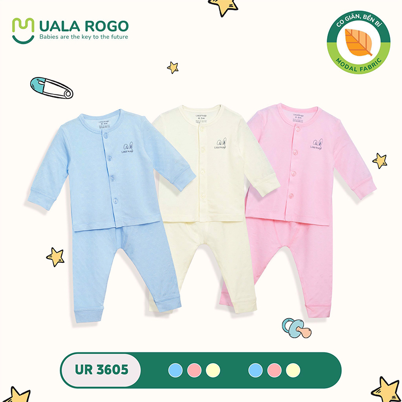 Bộ sơ sinh cài giữa Modal trơn Uala UR3605