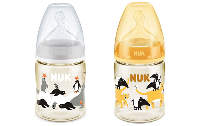 Binh sua nhua PPSU co rong Nuk Animals (150ml)