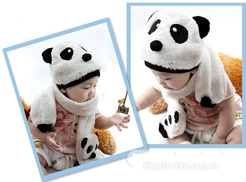 bộ khăn mũ hình gấu trúc Panda cho bé