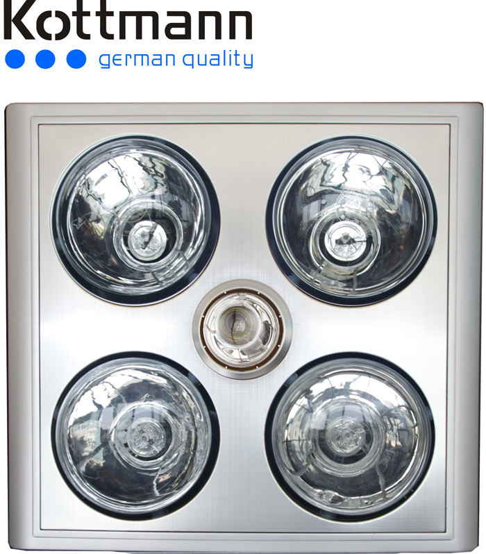 Đèn sưởi nhà tắm Kottmann bạc 4 bóng K4B-S