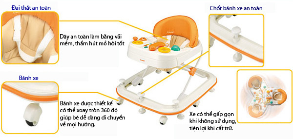 Xe tập đi Combi YA màu cam