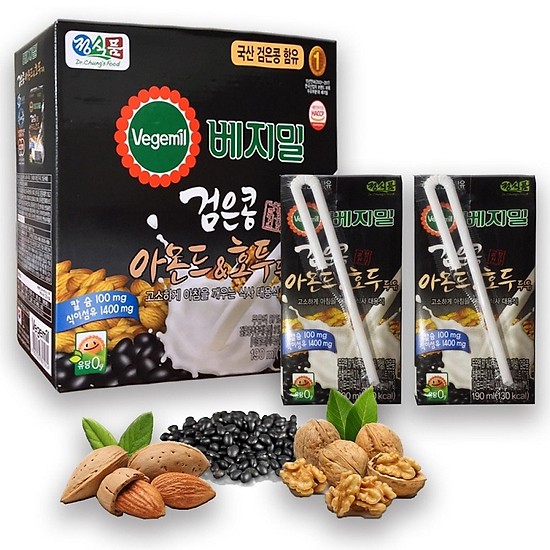Sữa đậu đen hạnh nhân và óc chó Vegemil 190ml (hộp) 
