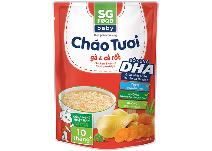 Chao tuoi Baby SG Food - Ga, ca rot 240g