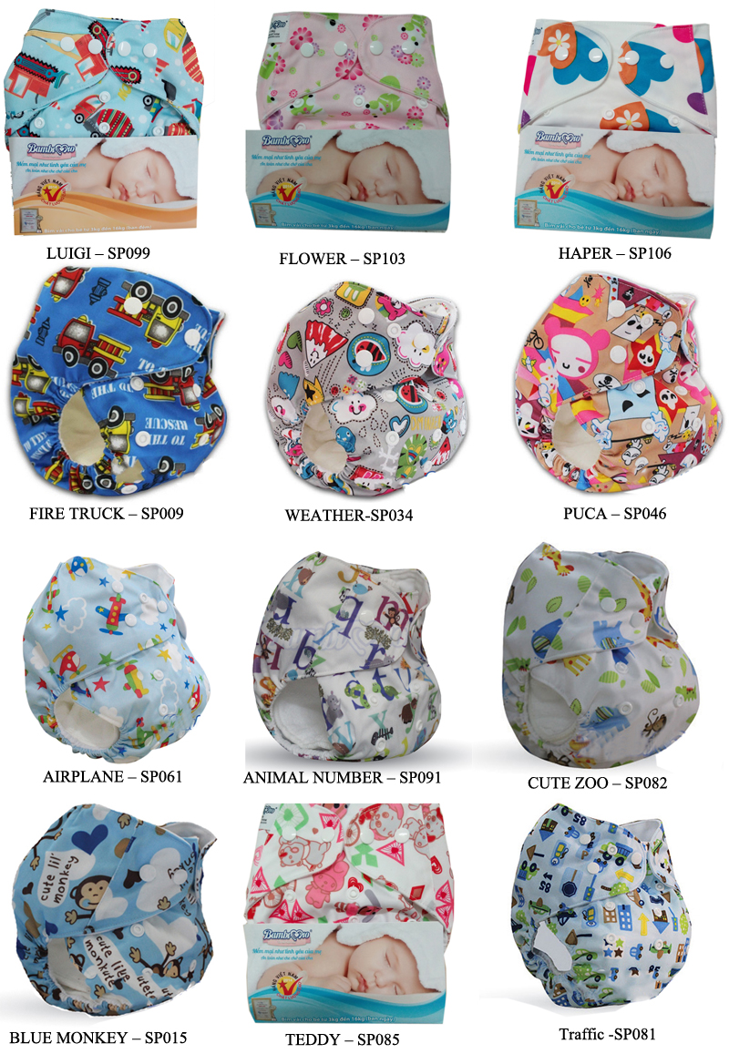 Tã vải Bambimio ban ngày (2-4h) cho bé từ 3-16kg