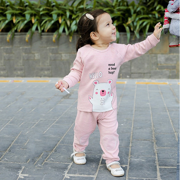 Bo dai tay La Pomme hello baby bear SL174 (hong)