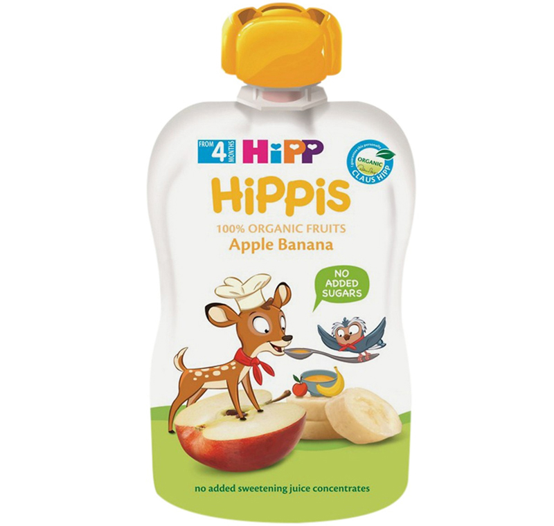 Trái cây nghiền vị táo, chuối HiPPiS Organic 100g 8573