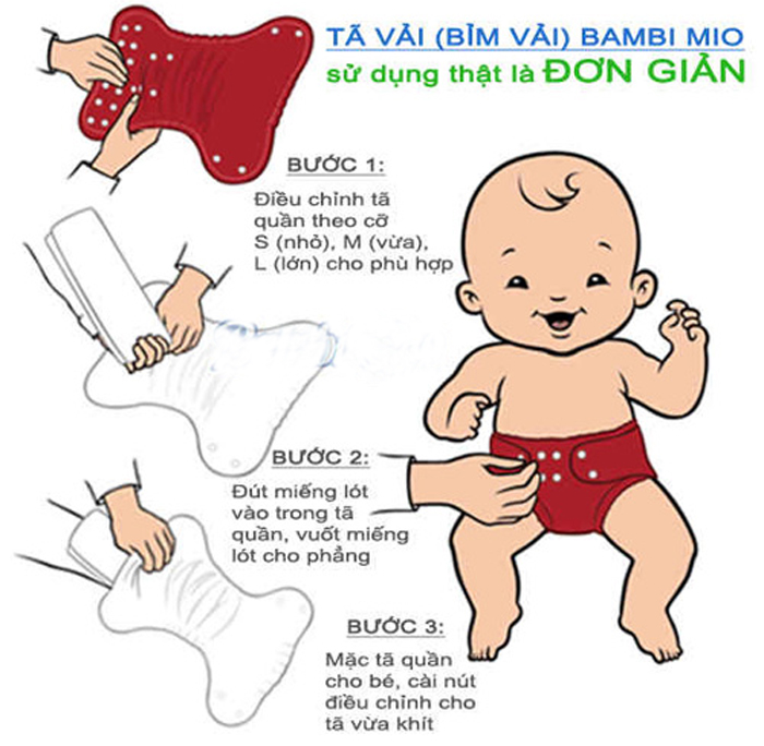 Tã vải Bambimio ban đêm (6-8h) cho bé từ 3-16kg