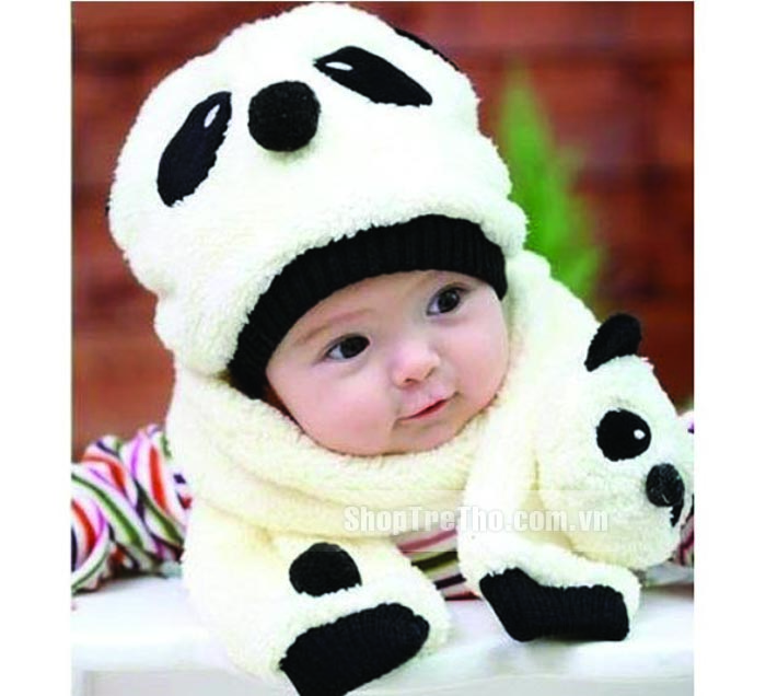 bộ khăn mũ hình gấu trúc Panda cho bé