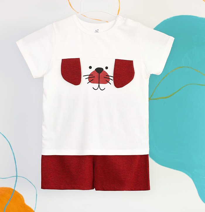 Bộ cộc tay La Pomme in hình cún tai dài SS152 
