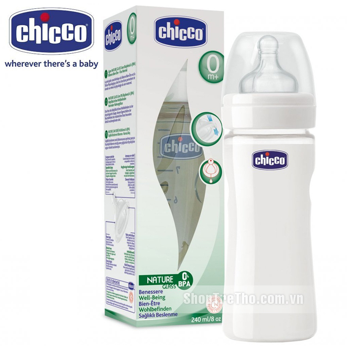 Bình sữa thủy tinh tự nhiên Chicco 240ml
