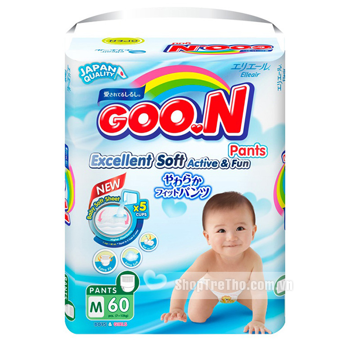 Tã - bỉm quần GOO.N Renew Slim M60 (7 - 12kg)