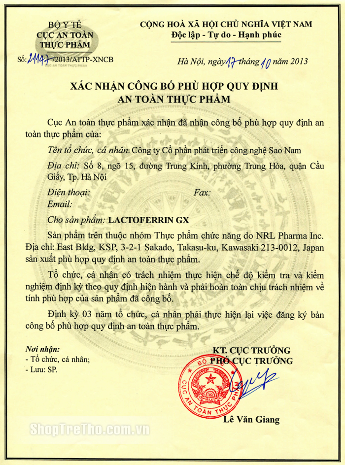 Lactoferrin GX - Giảm béo an toàn từ Nhật Bản