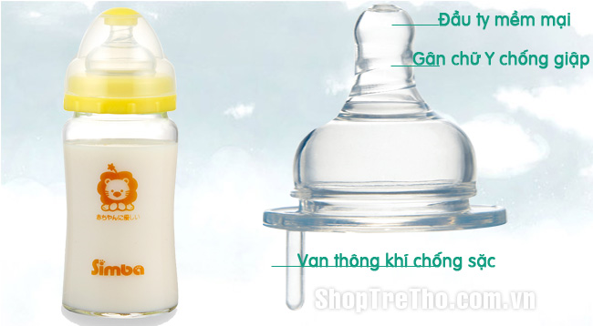 Bình sữa hồ lô cổ rộng thủy tinh