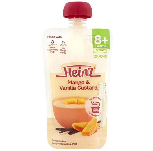 Hỗn hợp nghiền vị Custard xoài và vani Heinz 120g (8M+) 