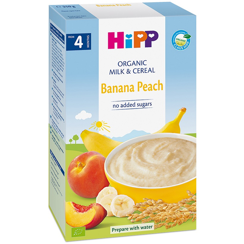 Bột dinh dưỡng HiPP sữa, chuối, đào 250g
