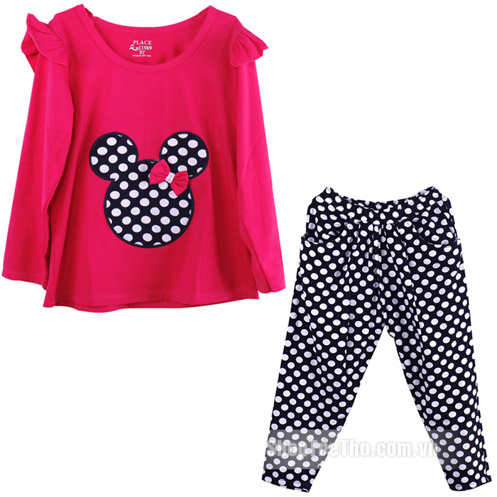Bộ đồ cotton bé gái đáp tai thỏ TE0709 (1-8T)
