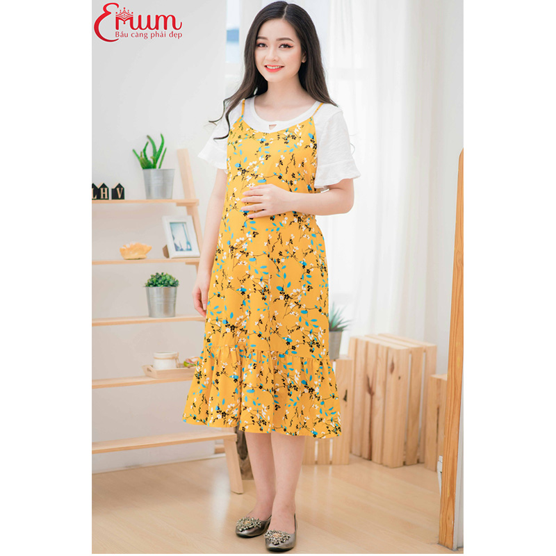 Đầm bầu yếm 2 dây đuôi cá kèm áo Emum
