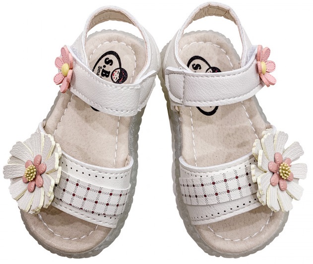 Sandal tập đi bé gái đính hoa