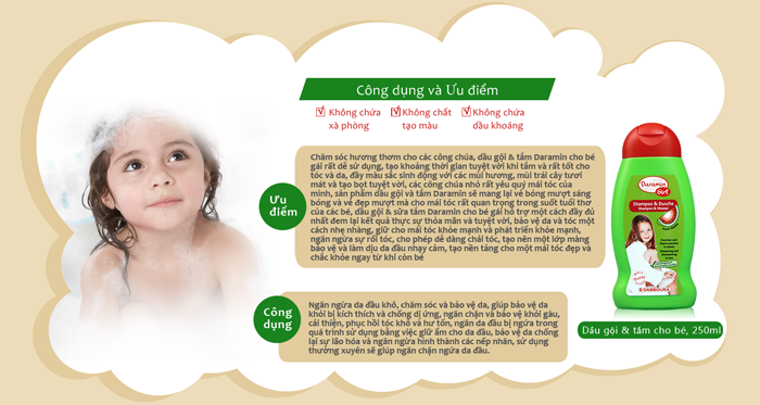 Dầu gội & sữa tắm Daramin cho bé gái