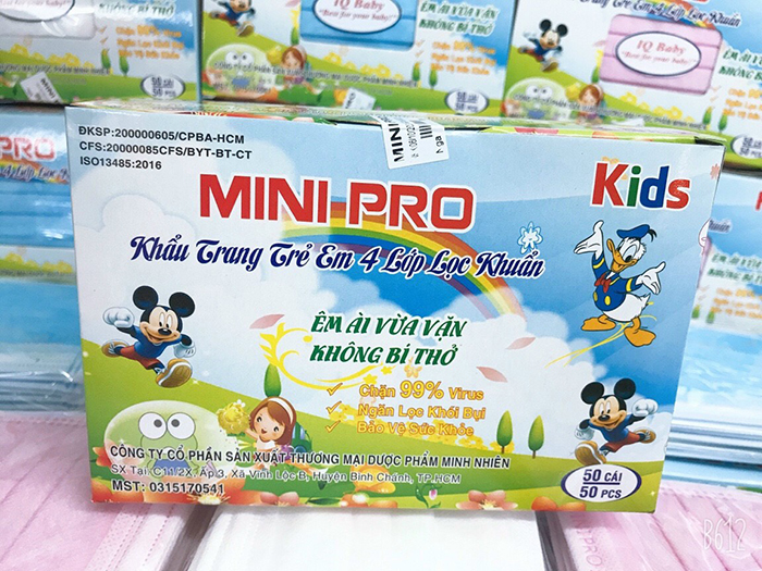 Khau trang y te tre em Mini Pro Iqbaby 4 lop
