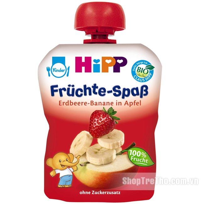 Dinh dưỡng trái cây nghiền HIPP vị dâu tây chuối táo