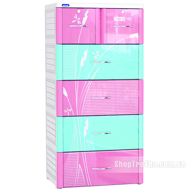 Tủ nhựa Tabi Duy Tân M 5 tầng màu hồng xanh dương