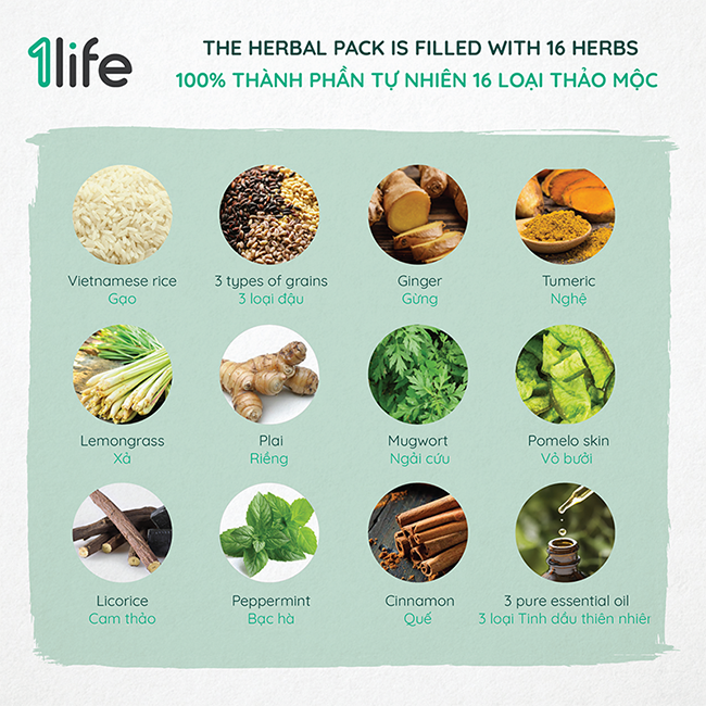 Thành phần Gối thảo mộc chườm nóng lạnh đa năng 1Life